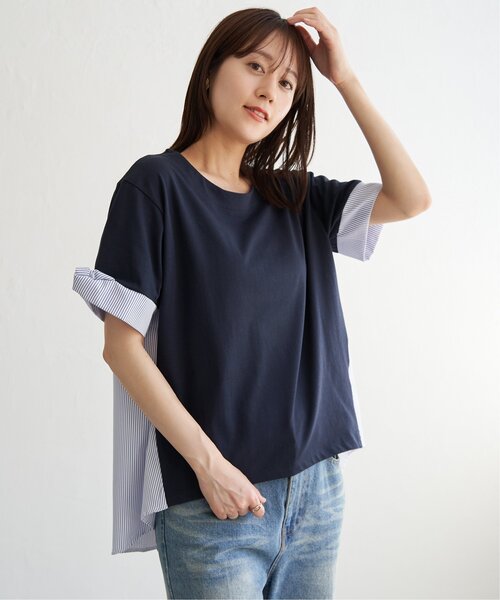 ikka(イッカ)の「袖ツイスト切り替えプルオーバー【親子コーデ】(Tシャツ/カットソー・レディース・ブラウン系その他/オフホワイト/ブルー/ネイビー・S/L/M)」の12枚目の写真
