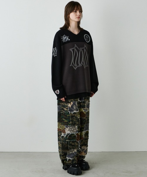 AIVER（アイバー）の「AIVER　フットボールオーバーニット（ニット/セーター・メンズ・ブラック/ダークグレー/グレー・LARGE/MEDIUM/SMALL）」の19枚目の写真