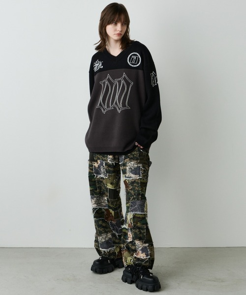 AIVER（アイバー）の「AIVER　フットボールオーバーニット（ニット/セーター・メンズ・ブラック/ダークグレー/グレー・LARGE/MEDIUM/SMALL）」の14枚目の写真