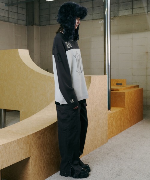 AIVER（アイバー）の「AIVER　フットボールオーバーニット（ニット/セーター・メンズ・ブラック/ダークグレー/グレー・LARGE/MEDIUM/SMALL）」の7枚目の写真