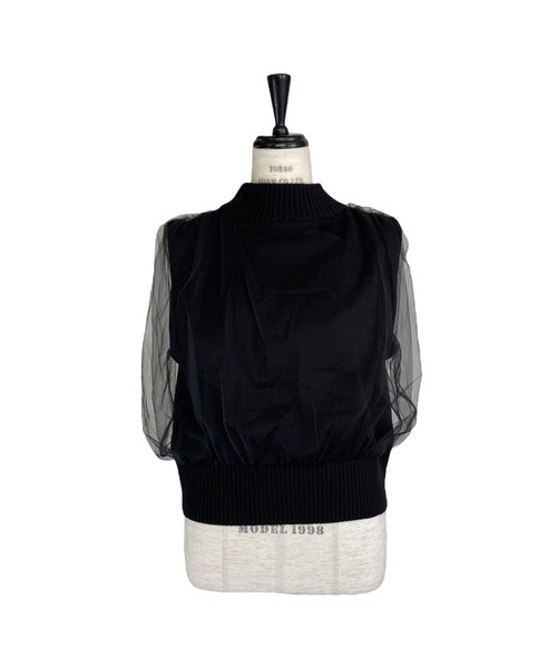 HONEY MI HONEY(ハニーミーハニー)の「over tulle no sleeve knit(ニット/セーター・レディース・オフホワイト/サックスブルー/ブラック/ピンク・FREE)」の3枚目の写真