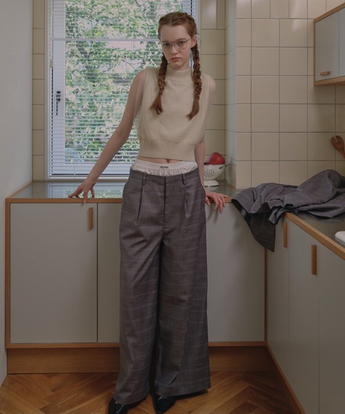 HONEY MI HONEY(ハニーミーハニー)の「over tulle no sleeve knit(ニット/セーター・レディース・オフホワイト/サックスブルー/ブラック/ピンク・FREE)」の13枚目の写真
