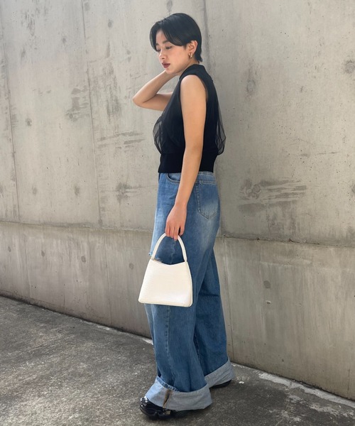 HONEY MI HONEY(ハニーミーハニー)の「over tulle no sleeve knit(ニット/セーター・レディース・オフホワイト/サックスブルー/ブラック/ピンク・FREE)」の20枚目の写真