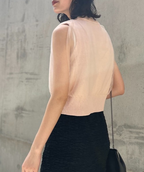 HONEY MI HONEY(ハニーミーハニー)の「over tulle no sleeve knit(ニット/セーター・レディース・オフホワイト/サックスブルー/ブラック/ピンク・FREE)」の22枚目の写真