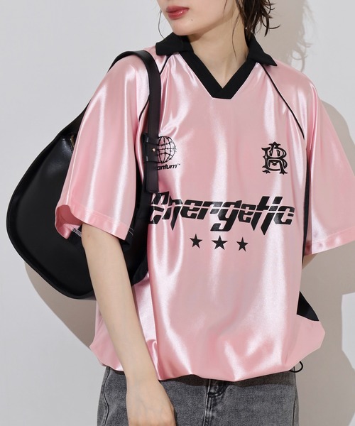 FUNALIVE(ファンアライブ)の「ラグランハーフスリーブサッカーシャツ(その他トップス・メンズ・シルバー系その他/シルバー×ブルー/シルバー・M/L/XL)」の3枚目の写真