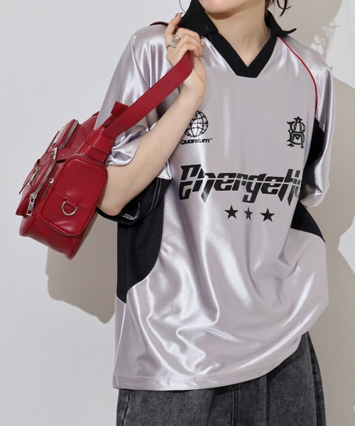 FUNALIVE(ファンアライブ)の「ラグランハーフスリーブサッカーシャツ(その他トップス・メンズ・シルバー系その他/シルバー×ブルー/シルバー・M/L/XL)」の6枚目の写真