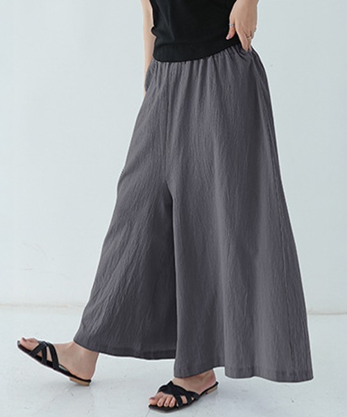 Miniministore(ミニミニストア)の「リラックスワイドパンツ キュロットパンツ(チノパンツ・レディース・ブラック/カーキ/ブルーグリーン/ブルー/ライトグレー/ベージュ/ラベンダー/オレンジ/ミント/ネイビー/ダークグレー/レッド・FREE)」の3枚目の写真