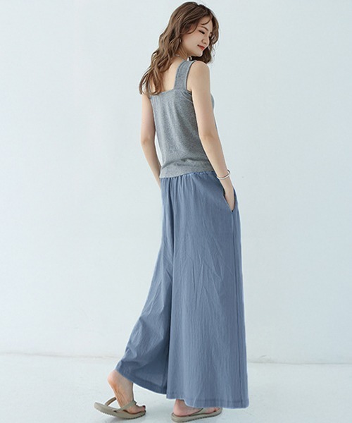 Miniministore(ミニミニストア)の「リラックスワイドパンツ キュロットパンツ(チノパンツ・レディース・ブラック/カーキ/ブルーグリーン/ブルー/ライトグレー/ベージュ/ラベンダー/オレンジ/ミント/ネイビー/ダークグレー/レッド・FREE)」の19枚目の写真