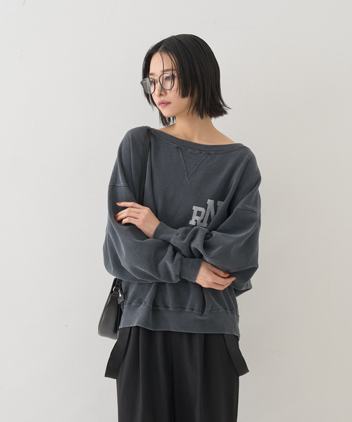 REMI RELIEF（レミレリーフ）の「【REMI RELIEF/レミレリーフ】別注リラクシースウェットRNS（スウェット・レディース・ブラック/オフホワイト/ブラウン・フリー）」の9枚目の写真