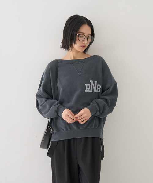 REMI RELIEF（レミレリーフ）の「【REMI RELIEF/レミレリーフ】別注リラクシースウェットRNS（スウェット・レディース・ブラック/オフホワイト/ブラウン・フリー）」の6枚目の写真