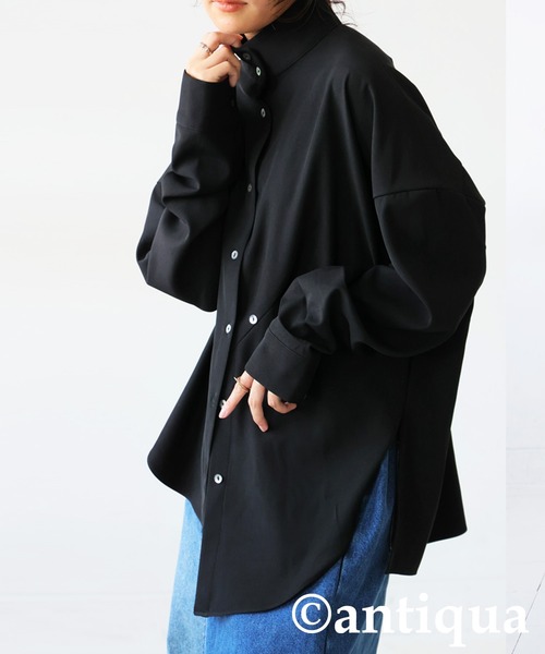 antiqua(アンティカ)の「アシメ スタンドカラーシャツ(シャツ/ブラウス・レディース・グレー/ブラック/ホワイト・ONESIZE)」の6枚目の写真