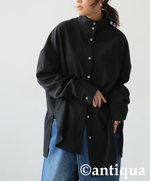 antiqua(アンティカ)の「アシメ スタンドカラーシャツ(シャツ/ブラウス・レディース・グレー/ブラック/ホワイト・ONESIZE)」の8枚目の写真