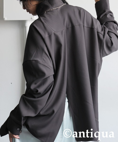 antiqua(アンティカ)の「アシメ スタンドカラーシャツ(シャツ/ブラウス・レディース・グレー/ブラック/ホワイト・ONESIZE)」の13枚目の写真