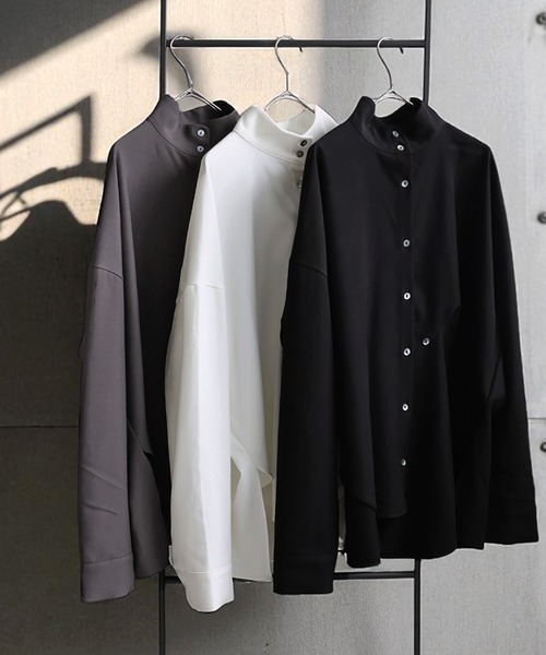 antiqua(アンティカ)の「アシメ スタンドカラーシャツ(シャツ/ブラウス・レディース・グレー/ブラック/ホワイト・ONESIZE)」の15枚目の写真