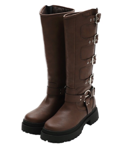 WEGO（ウィゴー）の「WEGO/ハトメベルトロングブーツ（ブーツ・レディース・ブラウン/ブラック・SMALL/LARGE/MEDIUM）」の21枚目の写真