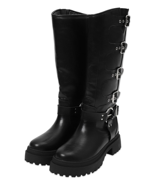 WEGO（ウィゴー）の「WEGO/ハトメベルトロングブーツ（ブーツ・レディース・ブラウン/ブラック・SMALL/LARGE/MEDIUM）」の22枚目の写真