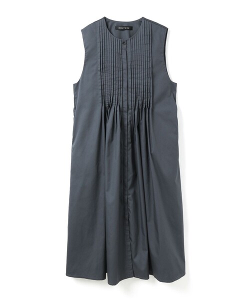 mizuiroind（ミズイロインド）の「mizuiro ind クルーネックピンタックワンピース（ワンピース・レディース・ブルー/ブラック/チャコールグレー・FREE）」の3枚目の写真