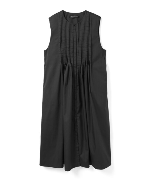 mizuiroind（ミズイロインド）の「mizuiro ind クルーネックピンタックワンピース（ワンピース・レディース・ブルー/ブラック/チャコールグレー・FREE）」の4枚目の写真