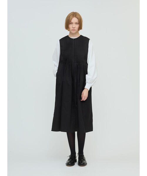 mizuiroind（ミズイロインド）の「mizuiro ind クルーネックピンタックワンピース（ワンピース・レディース・ブルー/ブラック/チャコールグレー・FREE）」の11枚目の写真