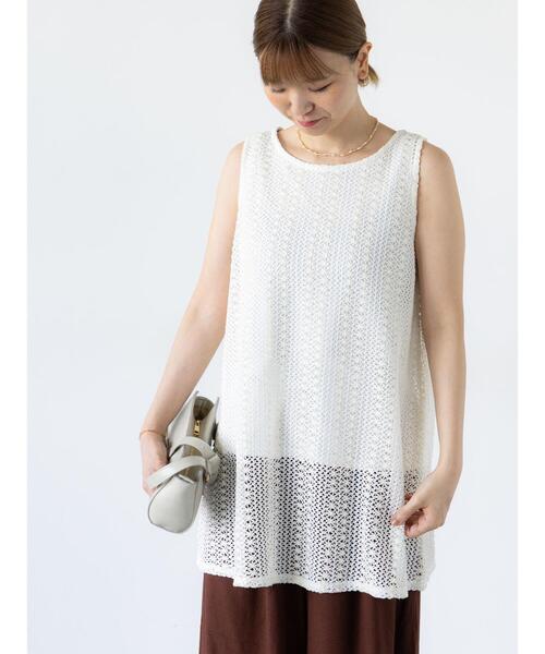 Lugnoncure（ルノンキュール）の「ラッセルレースノースリチュニック（その他トップス・レディース・ブラック/キナリ/オフホワイト・F）」の3枚目の写真