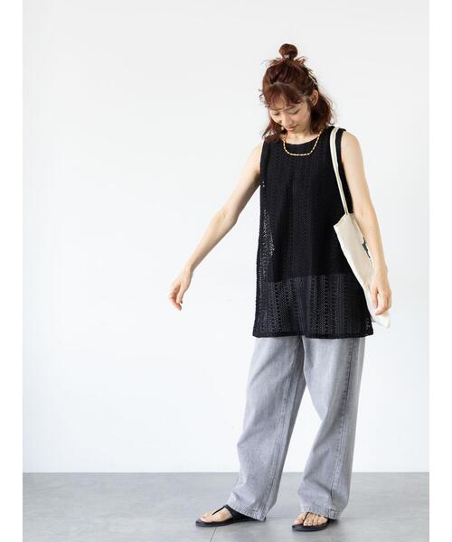 Lugnoncure（ルノンキュール）の「ラッセルレースノースリチュニック（その他トップス・レディース・ブラック/キナリ/オフホワイト・F）」の7枚目の写真