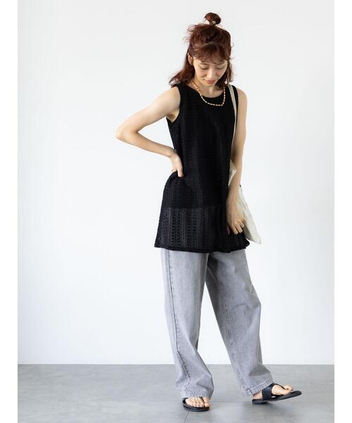 Lugnoncure（ルノンキュール）の「ラッセルレースノースリチュニック（その他トップス・レディース・ブラック/キナリ/オフホワイト・F）」の8枚目の写真