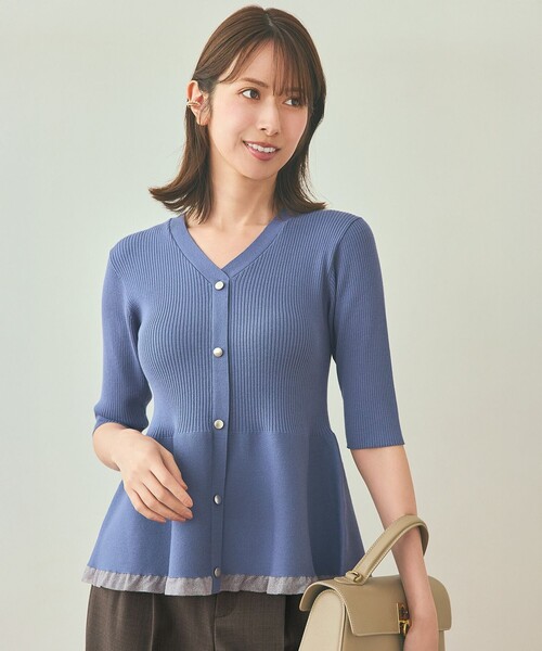 洗える】シアーフリルペプラム ニット（ニット/セーター）｜ANY