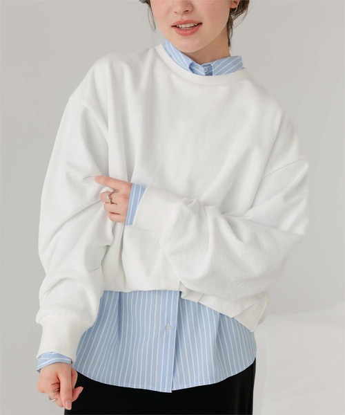 titivate（ティティベイト）の「ボリュームスリーブバルーンスウェットトップス（スウェット・レディース・チャコール/ネイビー/グレー/オフホワイト・M/L）」の2枚目の写真