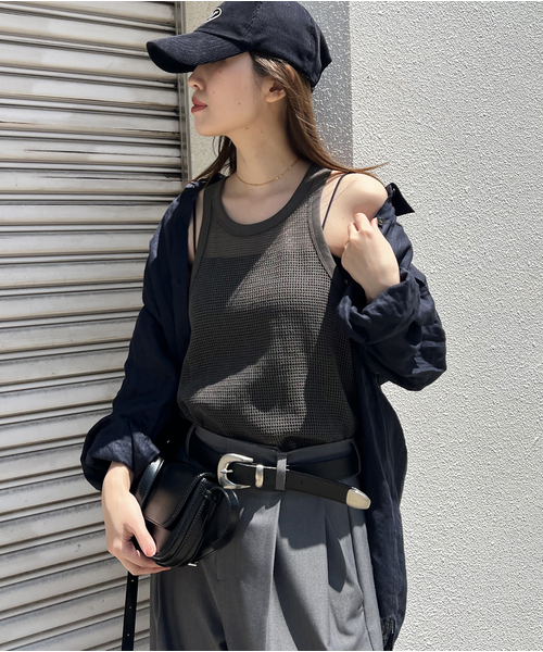 JOURNAL STANDARD(ジャーナルスタンダード)の「《追加》メッシュノースリーブ(タンクトップ・レディース・ベージュ/ブラック系その他・FREE)」の6枚目の写真