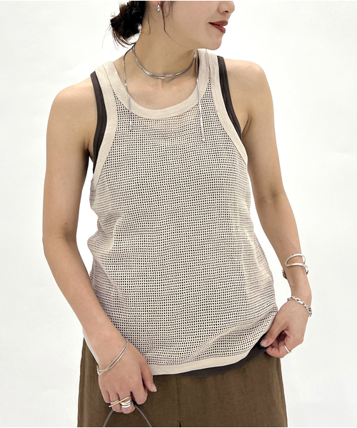 JOURNAL STANDARD(ジャーナルスタンダード)の「《追加》メッシュノースリーブ(タンクトップ・レディース・ベージュ/ブラック系その他・FREE)」の11枚目の写真