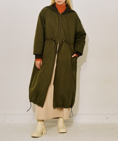 DOLLUPOOPS(ドールアップウップス)の「2WAYリブカラーモッズコート(モッズコート・レディース・カーキ/ブラック・38)」の2枚目の写真