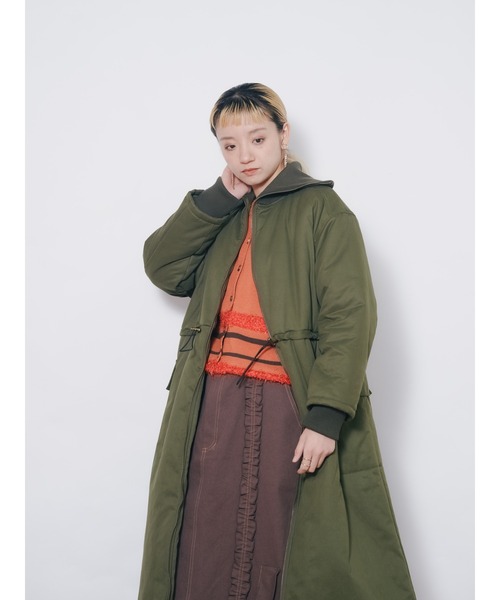 DOLLUPOOPS(ドールアップウップス)の「2WAYリブカラーモッズコート(モッズコート・レディース・カーキ/ブラック・38)」の8枚目の写真