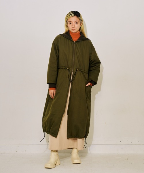 DOLLUPOOPS(ドールアップウップス)の「2WAYリブカラーモッズコート(モッズコート・レディース・カーキ/ブラック・38)」の17枚目の写真