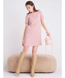 セルフォード CELFORD ピンク 半袖 Aラインワンピース 38 セルフォード CELFORD ピンク 半袖 Aラインワンピース 38