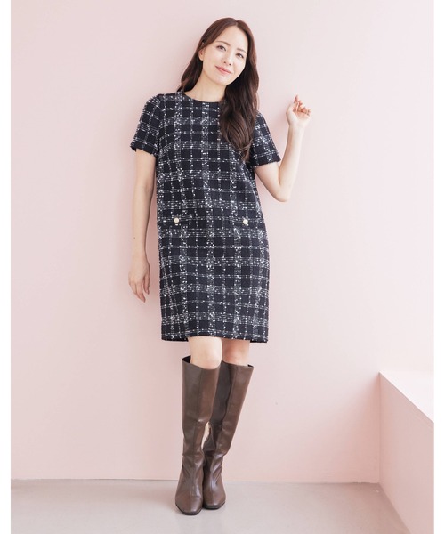 CELFORD☆ハーフスリーブツイードミニワンピース ハーフスリーブツイードミニワンピース（ワンピース）｜CELFORD（セル
