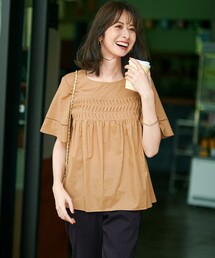 WEB&一部店舗限定/洗える】ドットプリント サッカー ブラウス