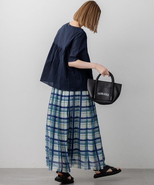 WEB&一部店舗限定】コットンローン ピンタック フレア ブラウス