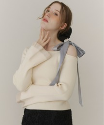 Olu. | ショルダーリボンフレアスリーブニット(ニット/セーター)