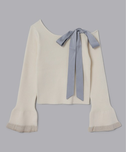 Olu.（オルドット）の「ショルダーリボンフレアスリーブニット（ニット/セーター・レディース・アイボリー/ブラック/ボルドー・FREE）」の22枚目の写真