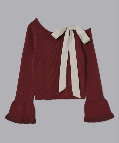 Olu.（オルドット）の「ショルダーリボンフレアスリーブニット（ニット/セーター・レディース・アイボリー/ブラック/ボルドー・FREE）」の21枚目の写真