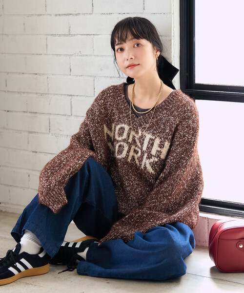 セール】メランジ Vネックロゴニット【限定展開】(ニット/セーター セール】メランジ Vネックロゴニット【限定展開】(ニット/セーター