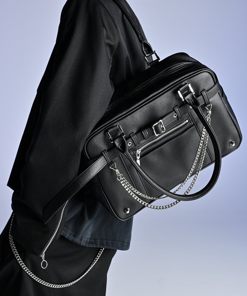 welise（ウェライズ）の「welise×犬飼京 -ephemeral-　アーティフィシャルPUレザー モードギミックスクールバッグ（ショルダーバッグ・メンズ・ブラック・FREE）」の6枚目の写真