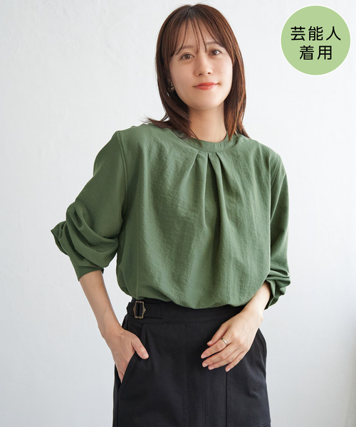 ikka(イッカ)の「【親子コーデ】マルチWAYバンドカラーシャツ(シャツ/ブラウス・レディース・オフホワイト/チャコールグレー/ブルー/グリーン/オレンジ/ダークベージュ・M/L/S)」の5枚目の写真