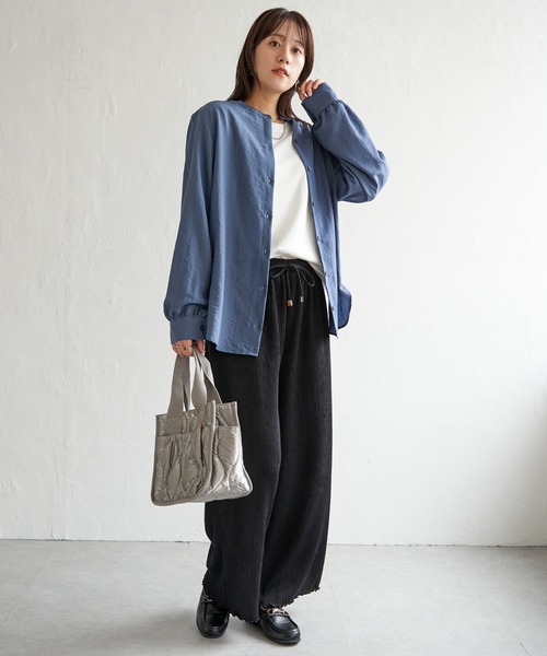 ikka(イッカ)の「【親子コーデ】マルチWAYバンドカラーシャツ(シャツ/ブラウス・レディース・オフホワイト/チャコールグレー/ブルー/グリーン/オレンジ/ダークベージュ・M/L/S)」の10枚目の写真