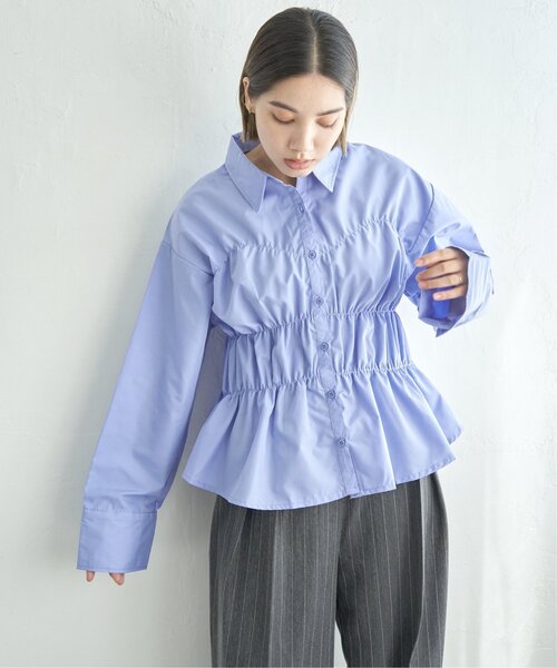 notch.(ノッチ)の「ブロードシャーリングシャツ(シャツ/ブラウス・レディース・オフホワイト/ブルー/ブラウン/チャコール・M)」の4枚目の写真