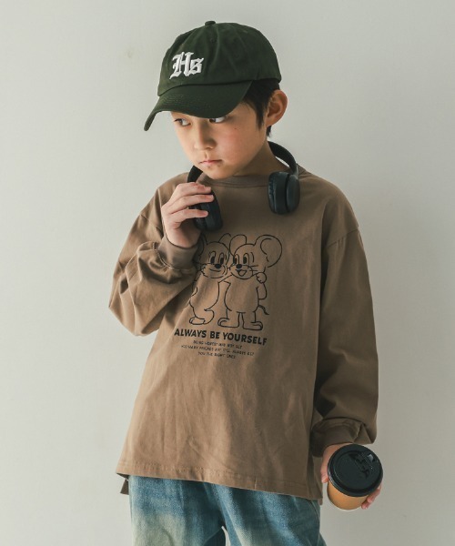 jeans-b（ジーンズベー）の「jeans-b/ジーンズベー MOUSE　ロングＴシャツ（Tシャツ/カットソー・キッズ・ベージュ/ブラック/オフホワイト・140cm/150cm/160cm/130cm）」の3枚目の写真
