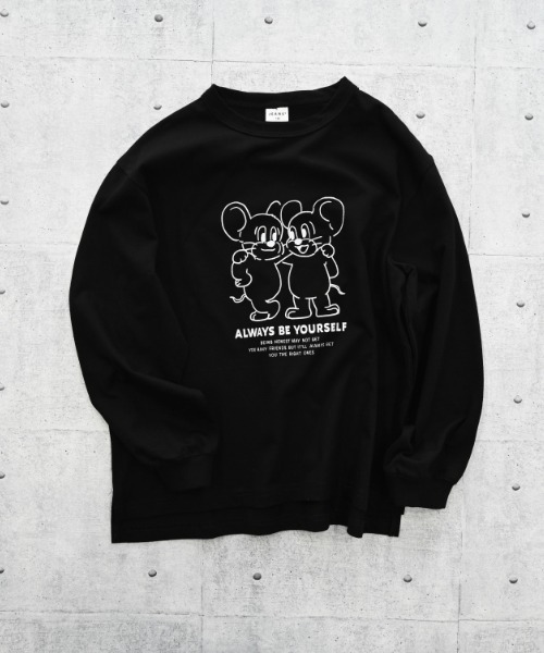 jeans-b（ジーンズベー）の「jeans-b/ジーンズベー MOUSE　ロングＴシャツ（Tシャツ/カットソー・キッズ・ベージュ/ブラック/オフホワイト・140cm/150cm/160cm/130cm）」の5枚目の写真