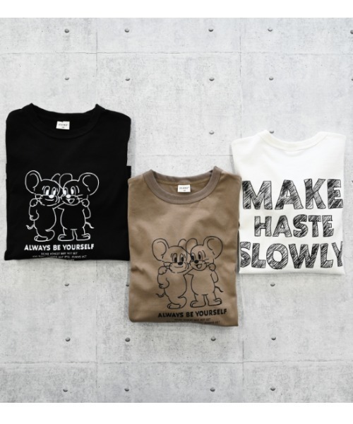 jeans-b（ジーンズベー）の「jeans-b/ジーンズベー MOUSE　ロングＴシャツ（Tシャツ/カットソー・キッズ・ベージュ/ブラック/オフホワイト・140cm/150cm/160cm/130cm）」の7枚目の写真