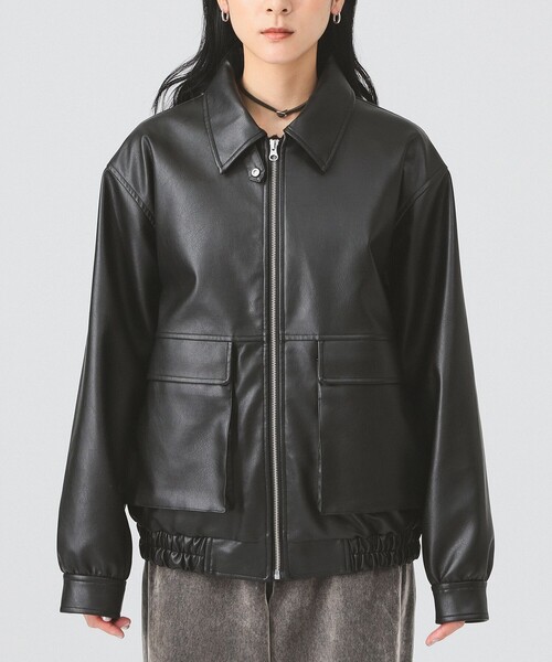 【Ray BEAMS】フェイクレザーブルゾン Ray BEAMS（レイビームス）の「Ray BEAMS / フェイク レザー