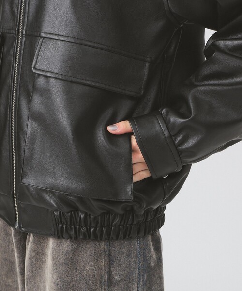 【Ray BEAMS】フェイクレザーブルゾン Ray BEAMS（レイ ビームス）フェイクレザー ナカワタボマー ブルゾン